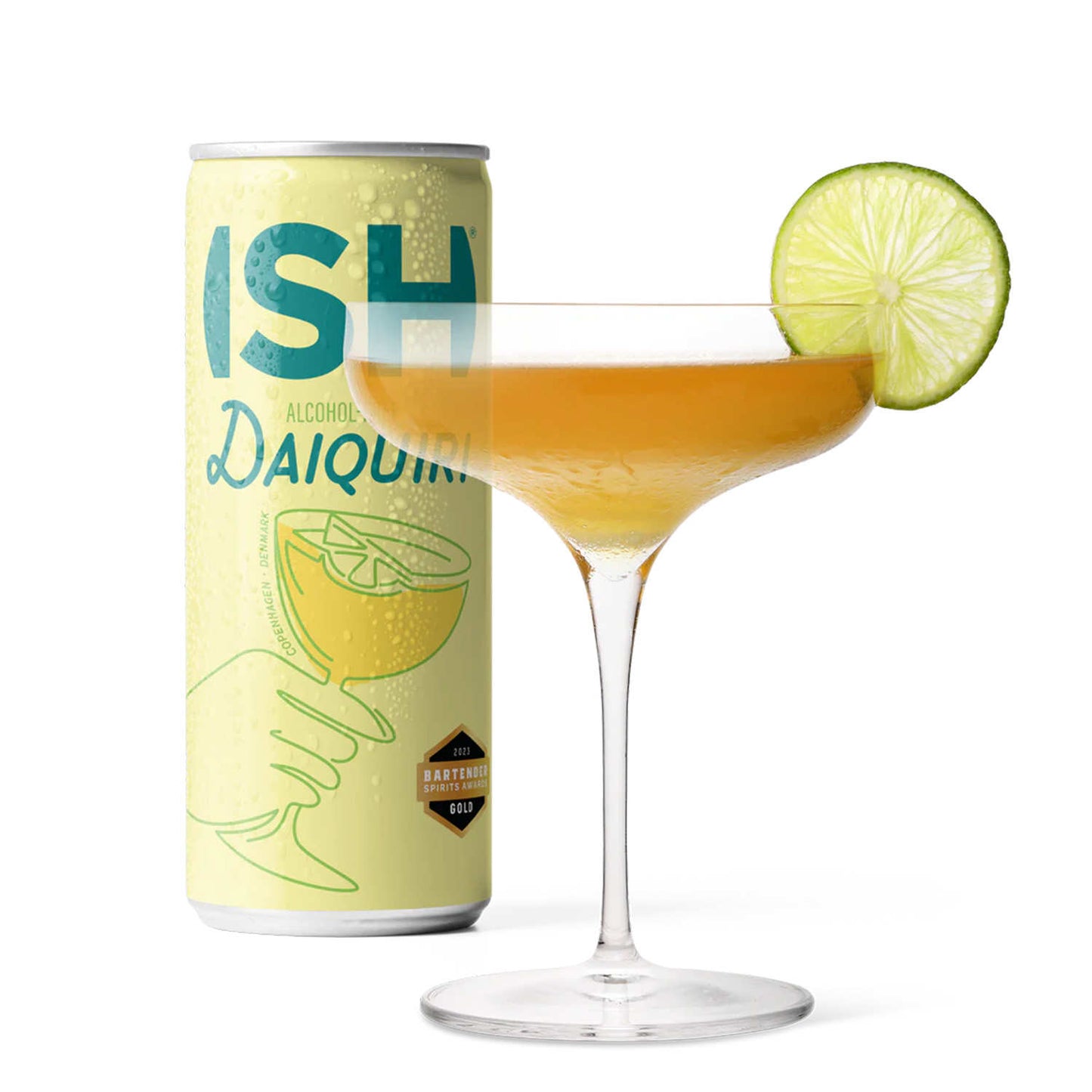 ISH Daiquiri sin alcohol vista lateral lata — coctel sin alcohol lima azucar de cana Panama