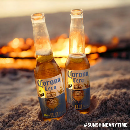 Corona Cero sin alcohol detalle botella — lager sin alcohol ligera y refrescante 50 calorias