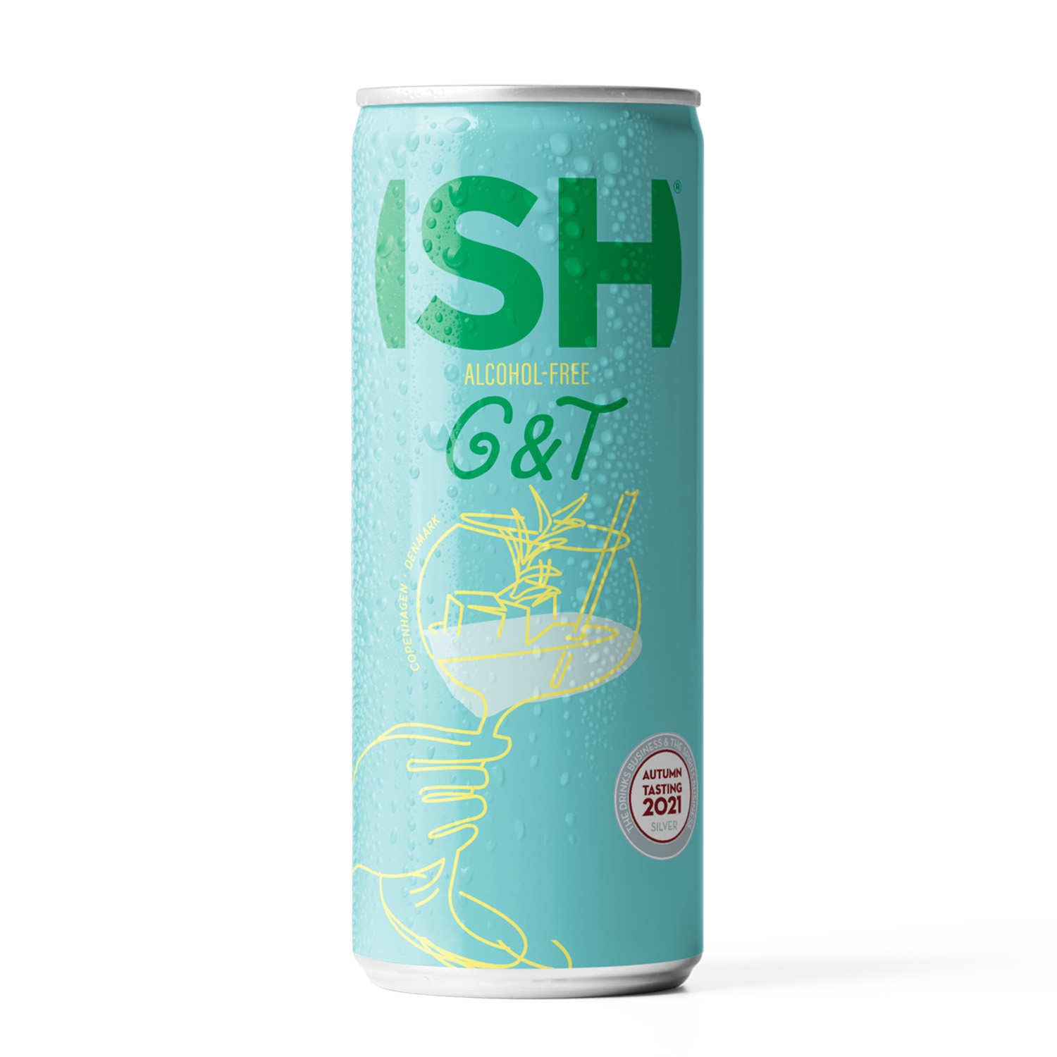 ISH G & T sin alcohol — lata frontal gin tonic botanico junipero quinina El Buen Bar Panama