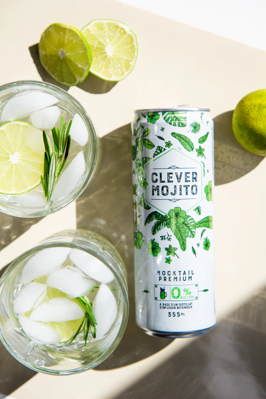 Clever Mocktails Mojito botánicos — hierbabuena menta piperita y lima destilados en alambique de cobre