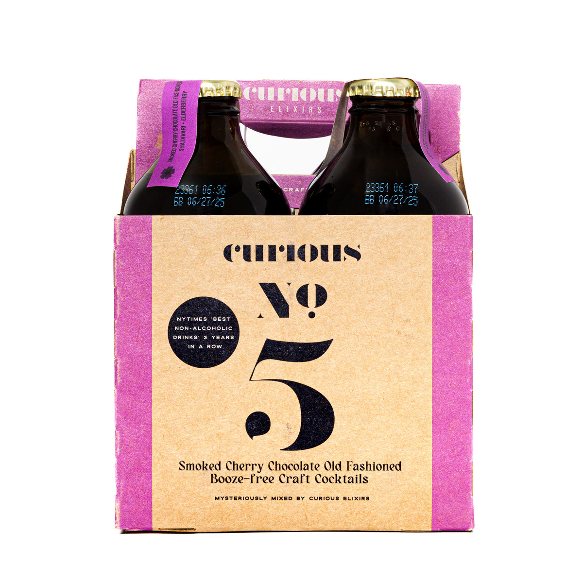 Curious No. 5 Curious Elixirs pack de 4 — coctel sin alcohol artesanal cereza ahumada y especias