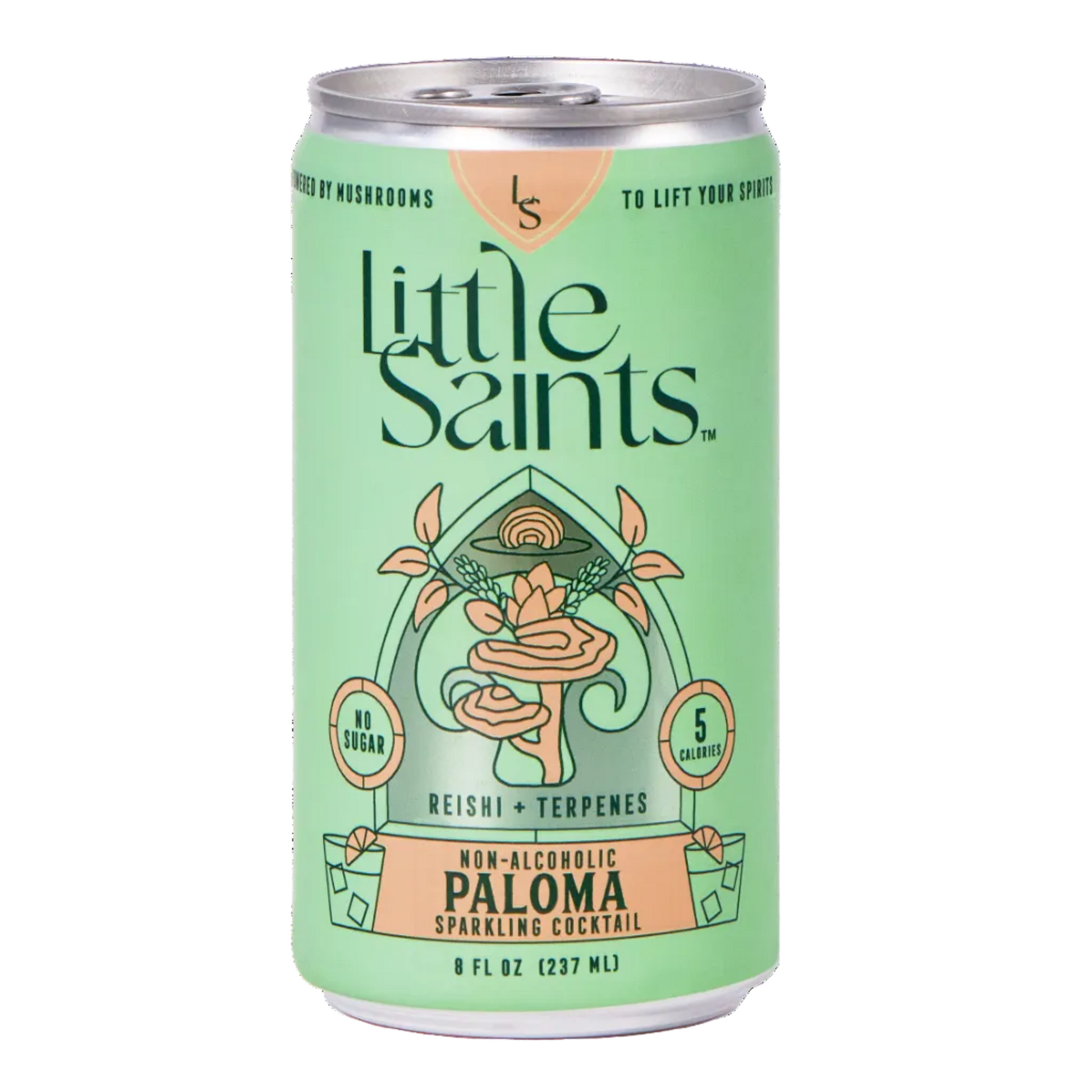 Paloma sin alcohol de Little Saints — lata frontal cóctel toronja rosada El Buen Bar Panamá