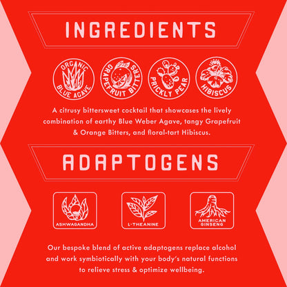 Prickly Paloma Parch sin alcohol en mesa — RTD vegano plant-based non-GMO 285mg adaptogenos Panama