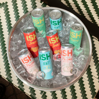 Variedad de latas RTD ISH sin alcohol — cocteles listos para tomar 0.0% ABV Panama
