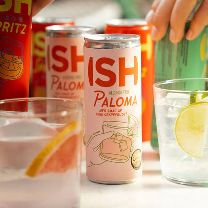 Variedad de latas RTD ISH sin alcohol — cocteles listos para tomar 0.0% ABV Panama