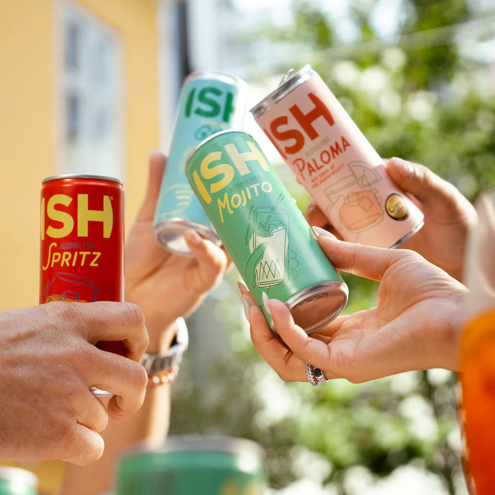 Variedad de latas RTD ISH sin alcohol — cocteles listos para tomar 0.0% ABV Panama