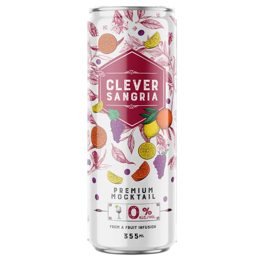 Sangría sin alcohol de Clever Mocktails — lata frontal cóctel frutal El Buen Bar Panamá