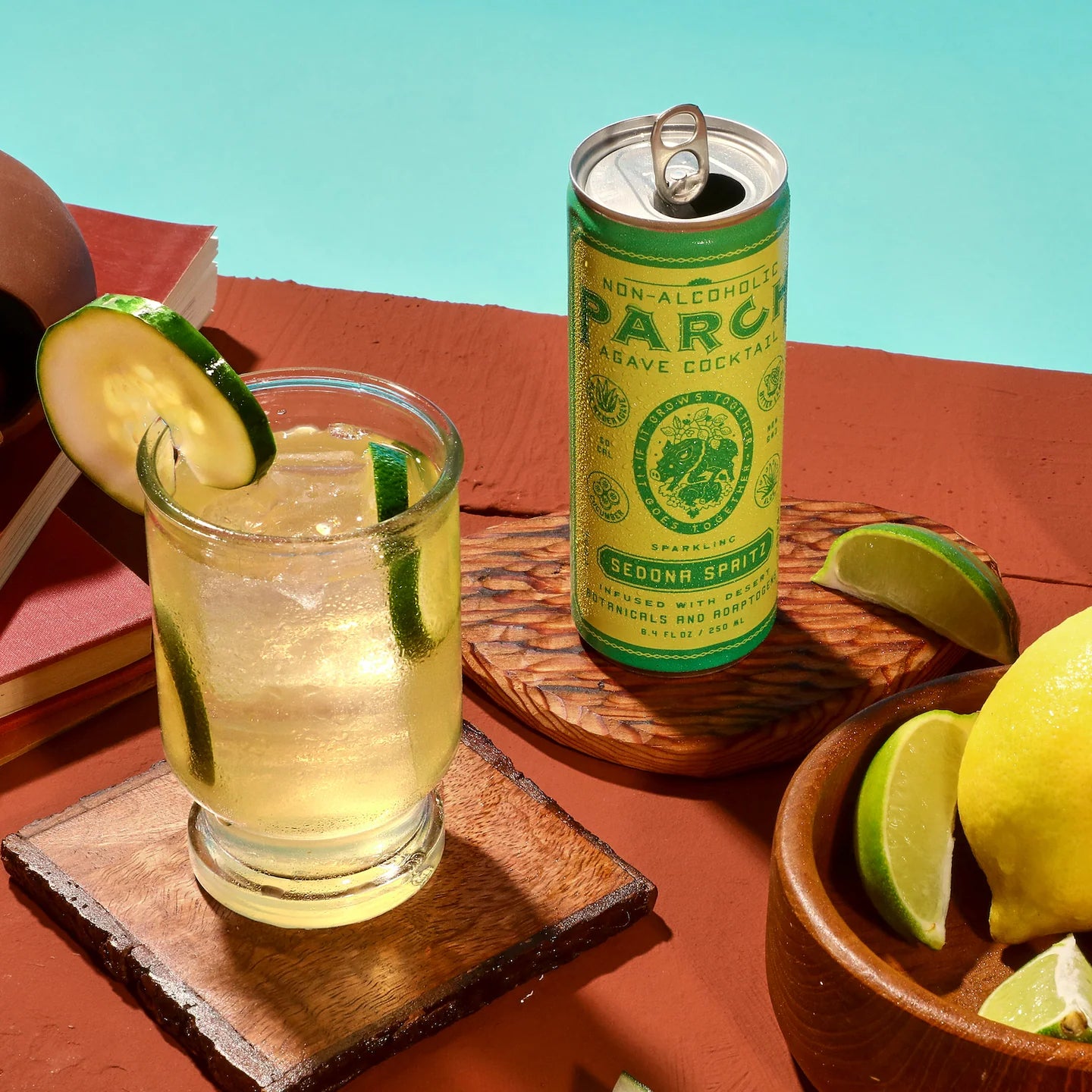 Sedona Spritz Parch en contexto — mocktail RTD sin alcohol para compartir