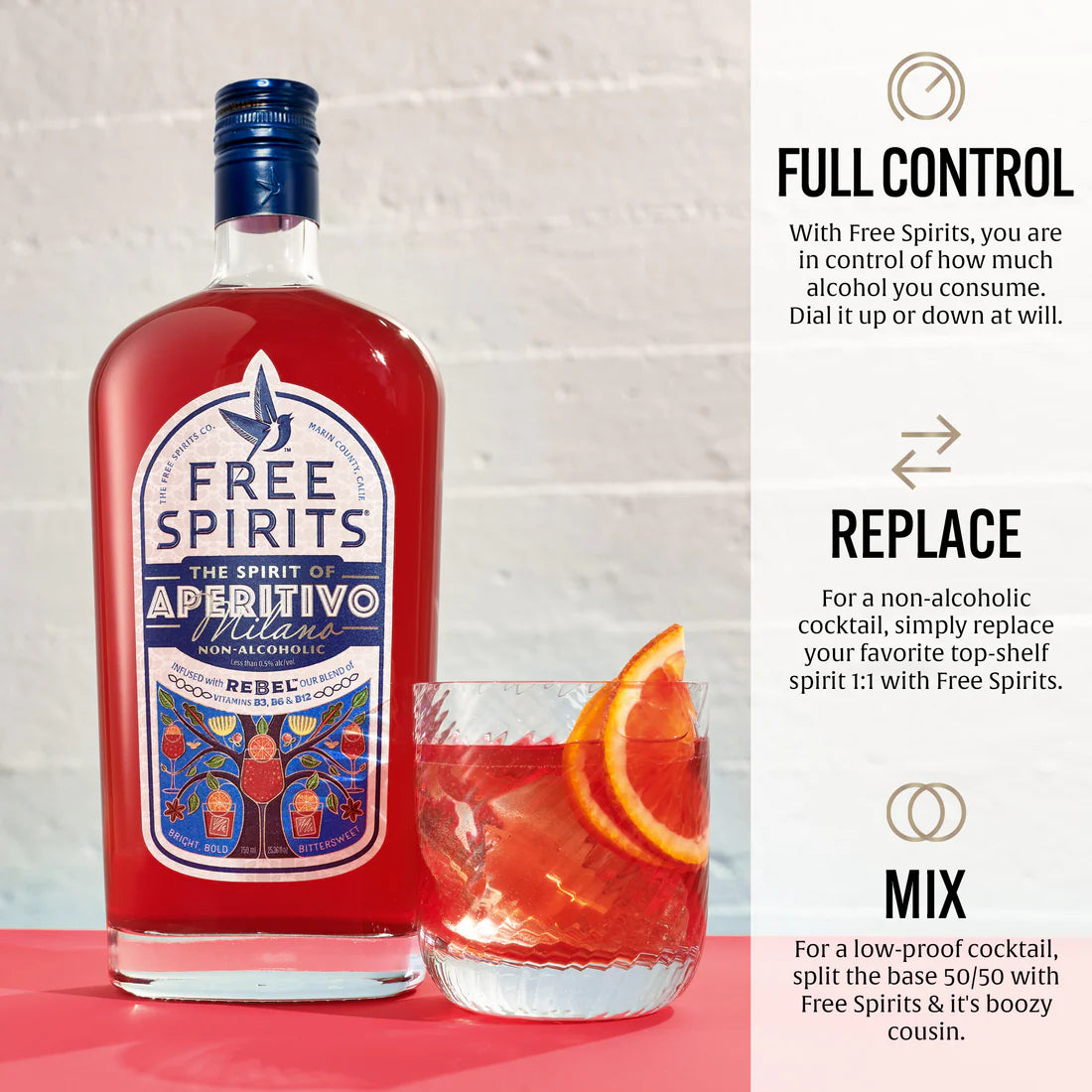 The Spirit of Aperitivo Free Spirits etiqueta trasera — 93 puntos aperitivo sin alcohol vitaminas B