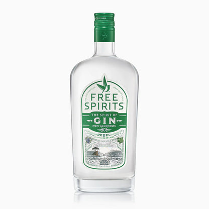 The Spirit of Gin sin alcohol de Free Spirits — botella frente alternativa gin estilo Plymouth El Buen Bar Panamá