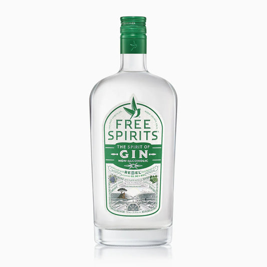 The Spirit of Gin sin alcohol de Free Spirits — botella frente alternativa gin estilo Plymouth El Buen Bar Panamá