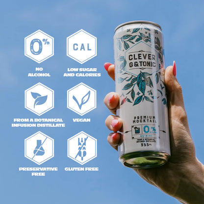 Clever Mocktails G & Tonic presentación — Doble Medalla Oro SF World Spirits 2021 sin alcohol