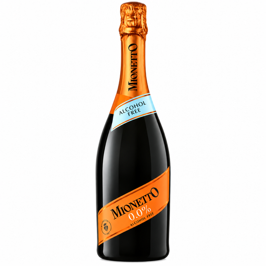 Mionetto 0.0 Prosecco sin alcohol — botella frontal espumante Glera Veneto Italia El Buen Bar Panamá