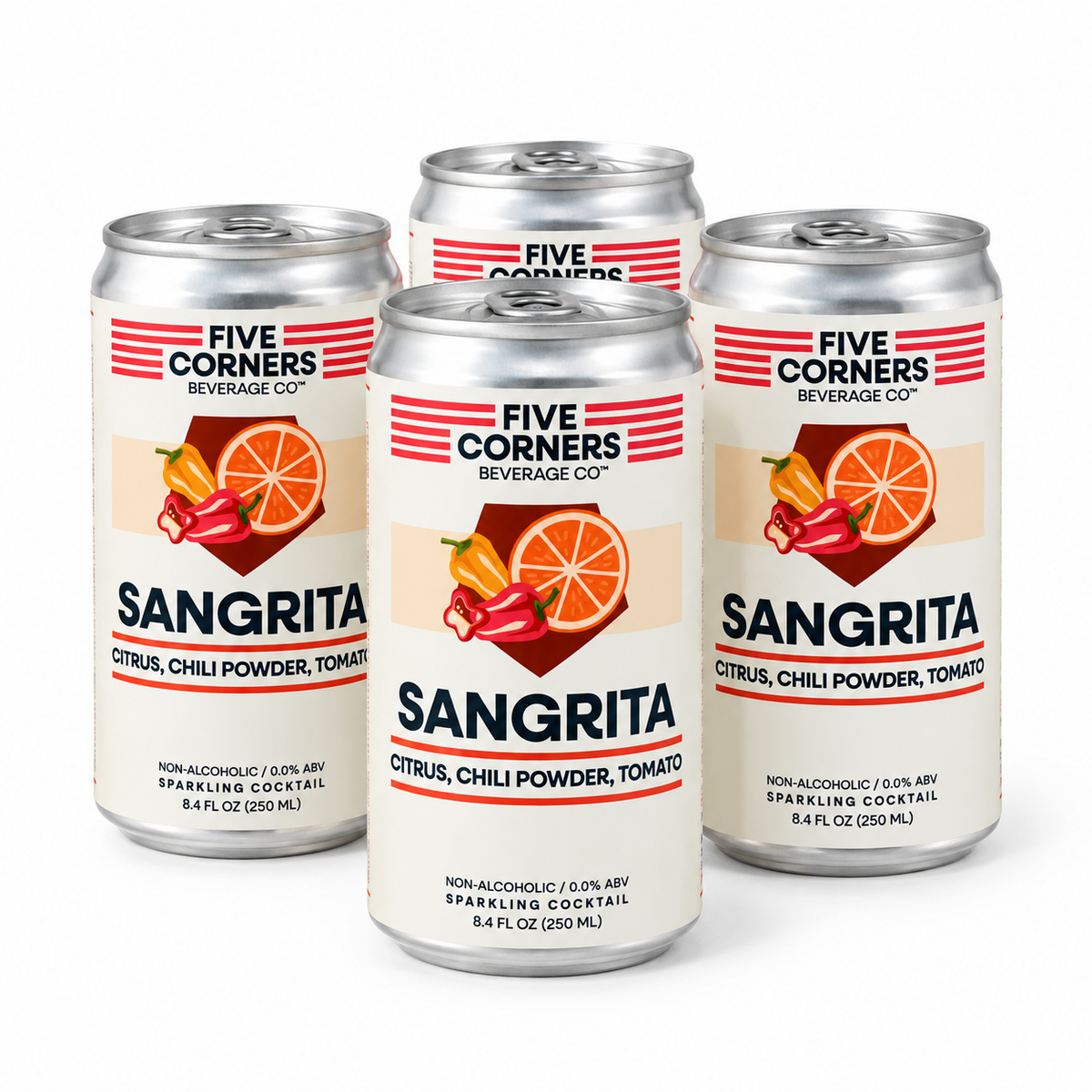 Sangrita Five Corners Beverage Co. pack de 4 — sangrita espumante sin alcohol para compartir Panama