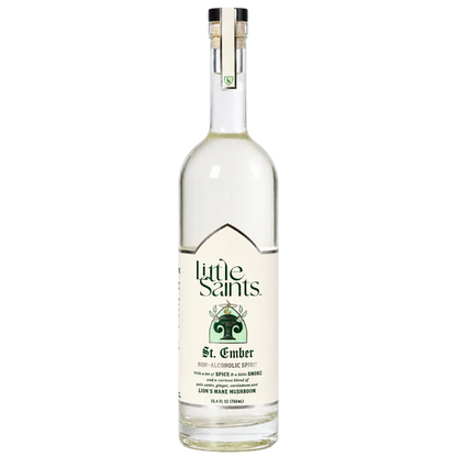 St. Ember espíritu sin alcohol estilo mezcal de Little Saints — botella frontal Palo Santo El Buen Bar Panamá