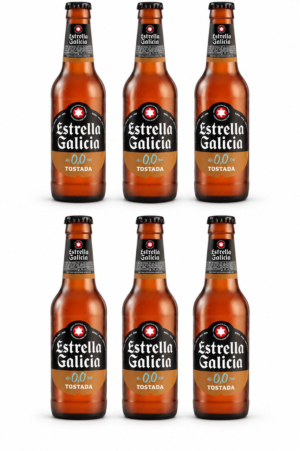 Estrella Galicia 0.0 Tostado sin alcohol six-pack — cerveza oscura espanola sin alcohol para compartir