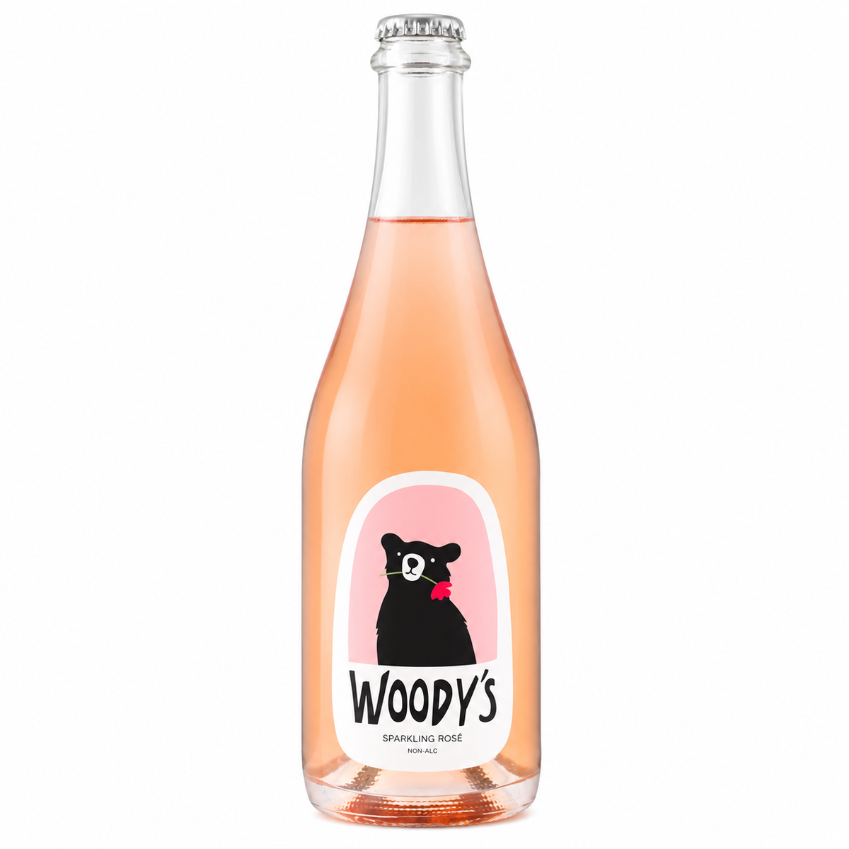 Woody's Sparkling Rose sin alcohol — botella pack espumante rosado Chardonnay Mendocino El Buen Bar Panama